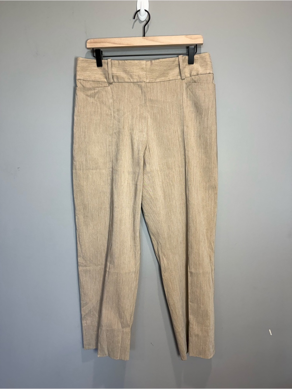 NWT‎ M.M.LaFleur Chester 2.0 Slubbed Stretch Linen Pants 10 Biscotti